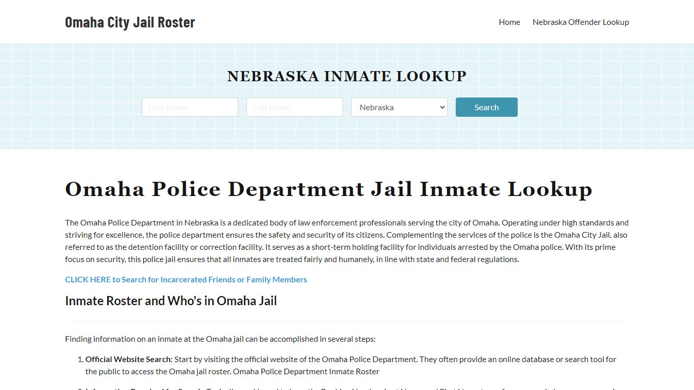 Omaha Police Department & City Jail, NE Inmate Roster, Arrests, Mugshots